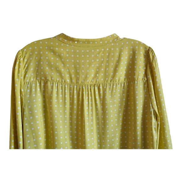 BODEN Women's 6 Blouse Top Yellow White Polka Dot Button Up Silk Blend 38" - Picture 5 of 7